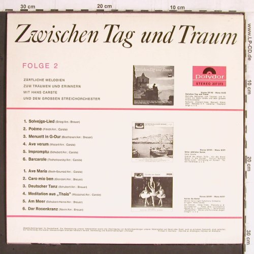 Carste,Hans & sein gr.Streichorch.: Zwischen Tag und Traum, Folge 2, Polydor(237 373), D, 1964 - LP - Y5651 - 7,50 Euro