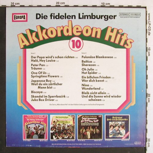 Fidelen Limburger: Akkordeon Hits 10, Europa(111 162.0), D, 1982 - LP - Y7200 - 5,00 Euro