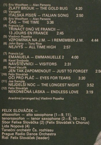 Slovacek,Felix: Nekonecn lska / Endless Love, Supraphon(1113 3465 H), CZ, 1984 - LP - Y7478 - 6,00 Euro