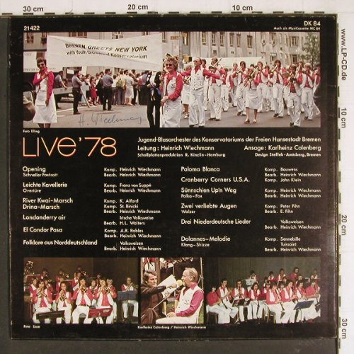 Bremer Jugendblasorchester: Live'78, Ltg.:Heinrich Wiechmann, Clearsound(DK 84), D, 1978 - LP - Y7803 - 7,50 Euro