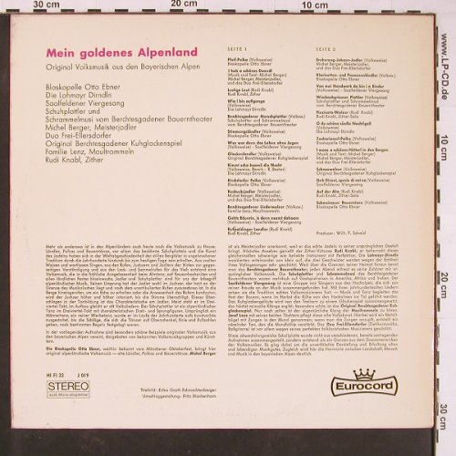 V.A.Mein goldenes Alpenland: Original Volksmusik, Eurocord(J-019), D, 1965 - LP - Y781 - 12,50 Euro