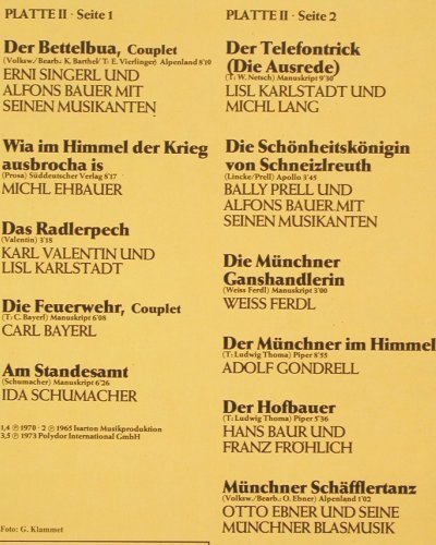 V.A.Münchener Humor:&nbsp;3 Lustigen Moosbacher..Otto Ebner&., Polydor (2664 203), D, Foc Typ:&nbsp;2LP Best.-Nr.:&nbsp;Y9562 Preis:&nbsp; 6,00 Euro