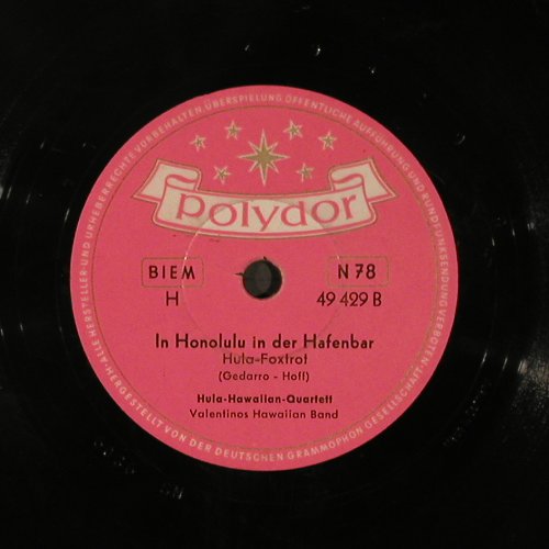 Hula Hawaiian Quartett: Am weißen Strand von Soerabaya, Polydor(49 429), D,vg+, 1954 - 25cm - N146 - 4,00 Euro