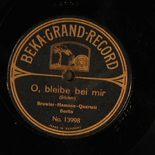 Browier-Hermann-Quartett Berlin: O,bleibe bei mir/Der Negersklave, Beka-Grand-Records(14048), D,vg+,  - 25cm - N151 - 6,00 Euro