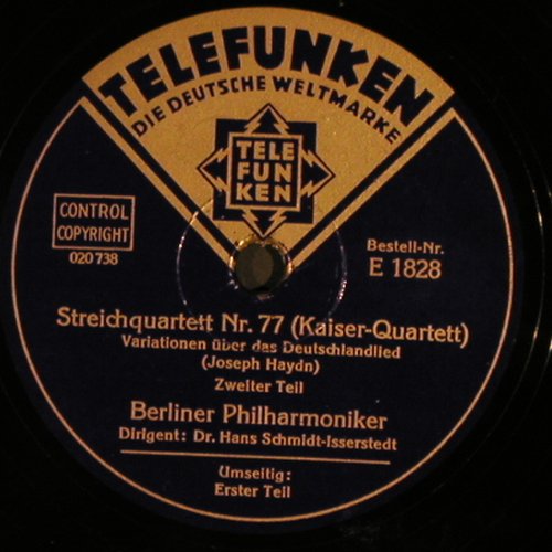Haydn,Joseph: Streichquartett Nr.77,Variationen, Telefunken(E 1838), D,VG+,  - 30cm - N186 - 5,00 Euro