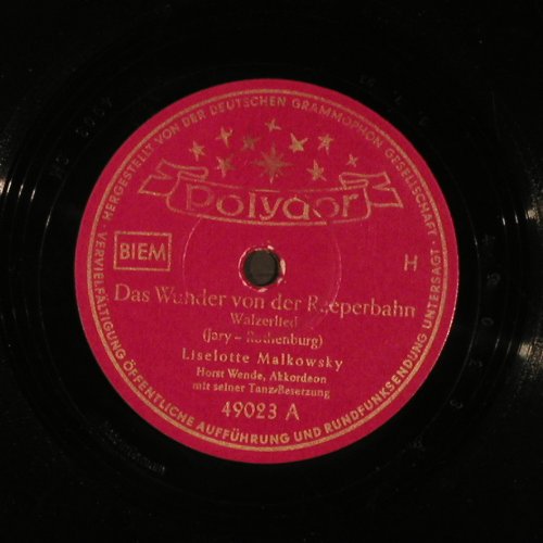 Malkowsky,Liselotte - Horst Wende: Das Wunder von der Reeperbahn, Polydor(49 023), D, 1953 - 25cm - N204 - 5,00 Euro
