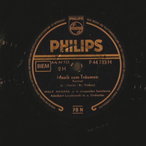 Hagara,Willi: Musik zum Träumen, m-/NoCover, Philips(P 44 733), D,  - 25cm - N20 - 3,00 Euro
