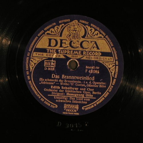 Schollwer,Edith: Das Lied vom schwachen Stündchen, Decca(F 43 084), D,vg+,  - 25cm - N234 - 4,00 Euro