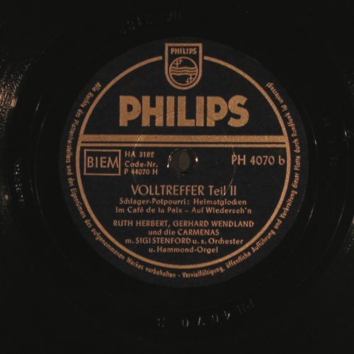 Herbert,Ruth - Gerd Wendland: Volltreffer Teil 1&2, Philips(PH 4070), D, 1951 - 25cm - N398 - 5,00 Euro