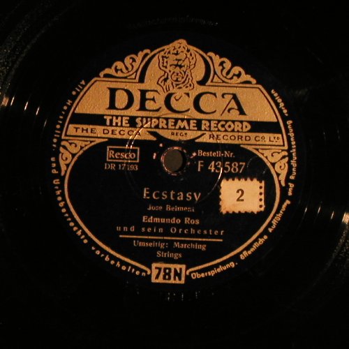 Ros,Edmundo: Ecstasy / Marching Strings, stol, Decca(F 43 587), D, vg+,  - 25cm - N263 - 4,00 Euro