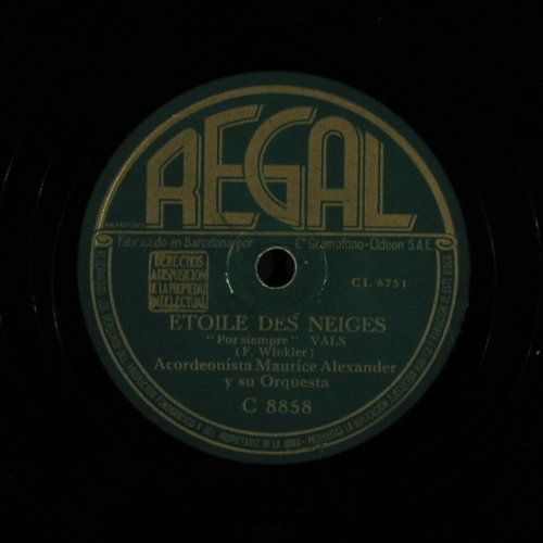 Alexander,Maurice - Acordeonista: Etoile des Neiges / Daisy-Daisy, Regal(C 8858), E,NoCover,  - 25cm - N65 - 5,00 Euro