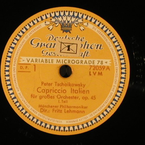 Tschaikowsky,Peter: Capriccio Italien, op.45, D.Gr.(72 059 LVM), D, 1951 - 30cm - N44 - 10,00 Euro