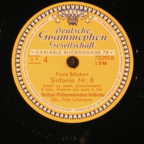 Schubert,Franz: Symphonie Nr.8 H-Moll(Unvollendete), D.Gr.(72 293), D, 1953 - 30cm*2 - N478 - 12,50 Euro