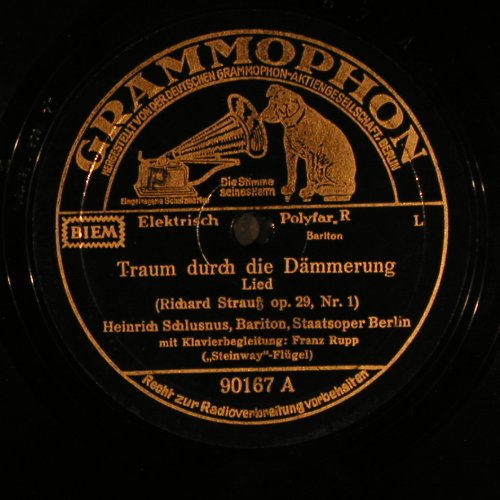 Schlusnus,Heinrich: Traum durch die Dämmerung, Grammophon(90167), D,vg+, 1930 - 25cm - N185 - 6,00 Euro