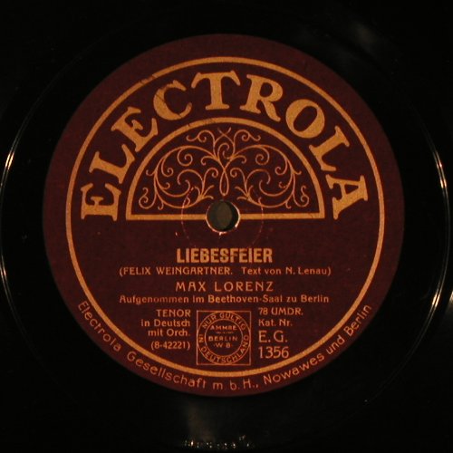 Lorenz,Max: Liebesfeier / Trinkspruch, Electrola(EG 1356), D,vg+,  - 25cm - N193 - 4,00 Euro