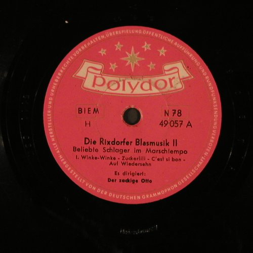 Der zackige Otto: Die Rixdorfer Blasmusik II, Polydor(49 057), vg-/NoCove, 1953 - 25cm - N23 - 2,50 Euro