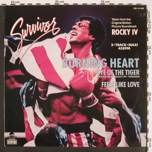 Survivor: Burning Heart/Eye of theTiger +1, ScottiBros (120 14 020), D, 1985 Typ: 12" Best.-Nr.: V2603 Preis: 4,00 Euro