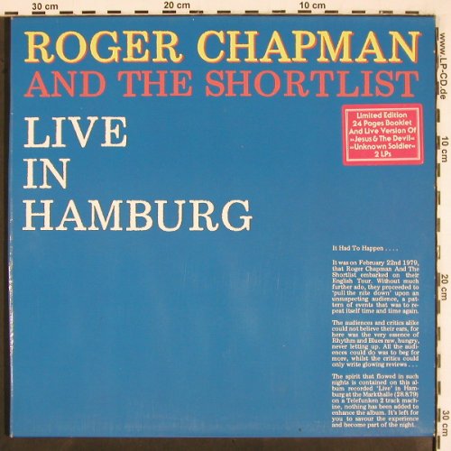 Chapman,Roger & the Shortlist: Live in Hamburg+Book mit 7"Flexi, LINE (6.28545 DX), D,Lim.Ed., 1979 Typ: LP/12" Best.-Nr.: V2667 Preis: 12,50 Euro