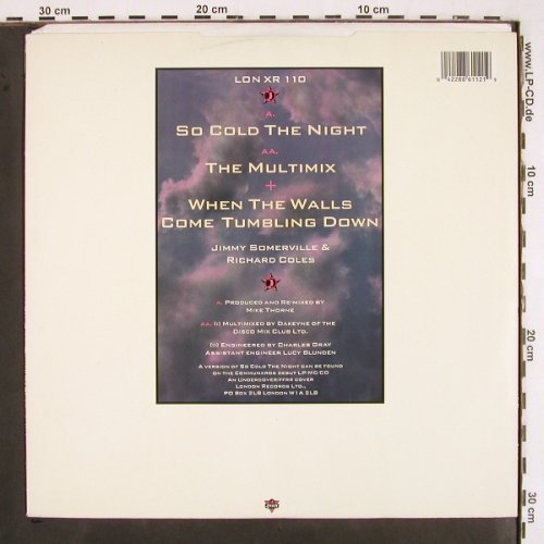Communards: So Cold The Night/Multimix+1, Metronome (LON XR 110), UK, 1986 Typ: 12" Best.-Nr.: V2684 Preis: 4,00 Euro
