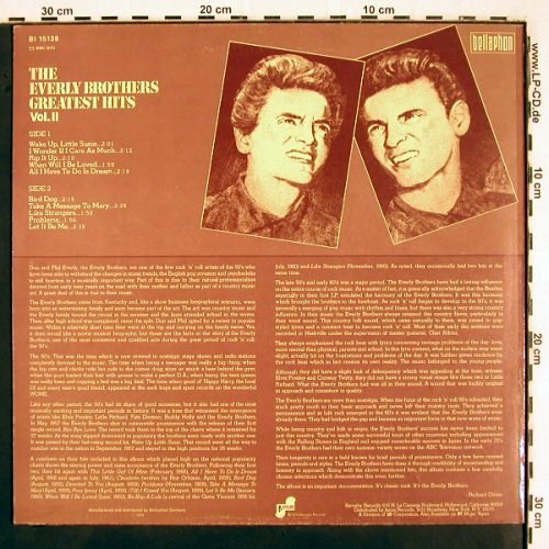 Everly Brothers: Greatest Hits Vol.2, Bellaphon (BI 15138), D, 1974 Typ: LP Best.-Nr.: V2786 Preis: 7,50 Euro