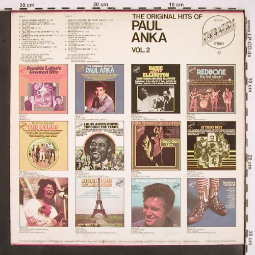 Anka,Paul: The Original Hits Of, Vol.2, Embassy (EMB 31111), NL, 1975 Typ: LP Best.-Nr.: V2806 Preis: 6,00 Euro