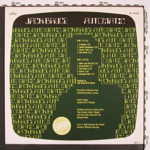 Bruce,Jack: Automatic, Intercord (INT 145.069), D, 1983 Typ: LP Best.-Nr.: V2837 Preis: 12,50 Euro