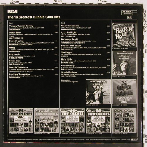 V.A.16 Greastest Bubble Gum Hits: Ohio Express... 1910 Fruitgum Co., RCA Musterplatte (NL 45336), D, 1982 Typ: LP Best.-Nr.: V3264 Preis: 6,00 Euro