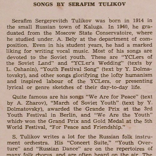 Tulikov,Serafin: Songs by (1964), V.A., Melodia (13909-13910), UDSSR Typ: 10" Best.-Nr.: V3319 Preis: 7,50 Euro