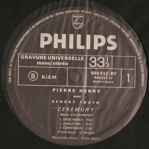 Henry,Pierre avec Spooky Tooth: Ceremony, Foc, Philips (849 512 BY), F, 1970 Typ: LP Best.-Nr.: V3672 Preis: 40,00 Euro