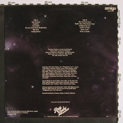 Country Joe Mc Donald: Peace On Earth, Rag Baby (AMLP 849), S, 1984 Typ: LP Best.-Nr.: V4240 Preis: 9,00 Euro