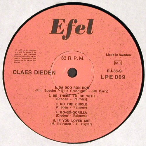 Dieden,Claes: Da Doo Ron Ron, Efel (LPE 009), S, 1969 Typ: LP Best.-Nr.: V4369 Preis: 7,50 Euro