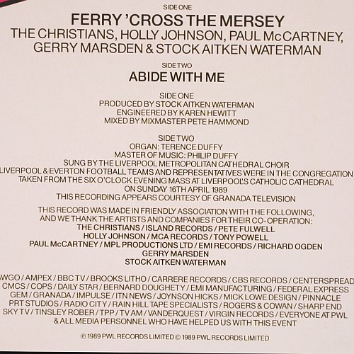 V.A.Ferry'Cross The Mersey: Christians,Holly Johnson, McCartney, PWL (246 855-0), D, 1989 Typ: 12" Best.-Nr.: V4437 Preis: 3,50 Euro