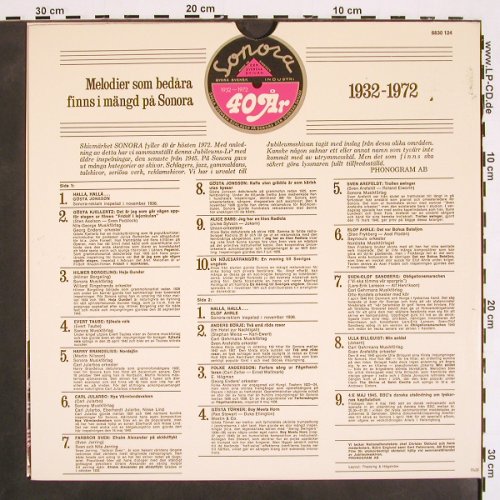 V.A.Sonora-Melodier som bedära: 40 Ar, 1932-1972, Foc, Sonora(6830 124), S,  - LP - V4460 - 7,50 Euro