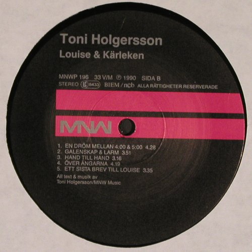 Holgersson,Toni: Louise och kärleken, MNW(MNWP 196), S, 1990 - LP - V4476 - 7,50 Euro