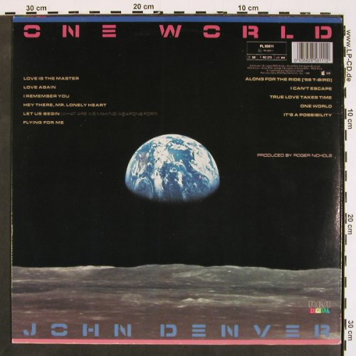 Denver,John: One World, RCA (PL 85811), I, 1986 Typ: LP Best.-Nr.: V4499 Preis: 5,00 Euro