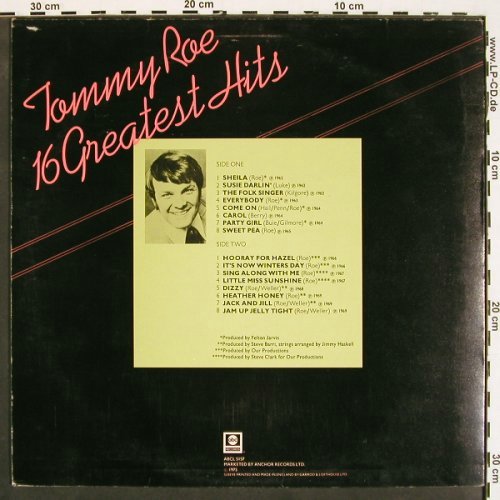 Roe,Tommy: 16 Greatest Hits, ABC (ABCL 5157), UK, 1975 Typ: LP Best.-Nr.: V4528 Preis: 7,50 Euro