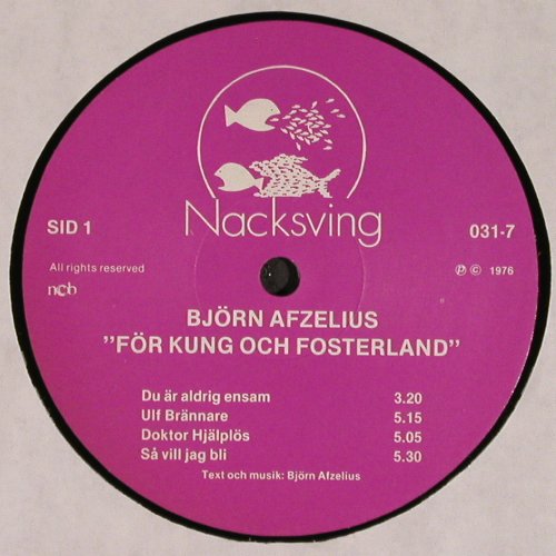 Afzelius,Björn: Fr kung & fosterland,, m-/vg+, Nacksving(031-7), S, 1976 - LP - V4775 - 6,00 Euro