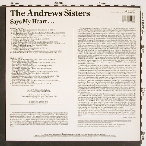 Andrews Sisters: Says my Heart..., Conifer(CHD 161), UK, 1989 - LP - V4834 - 9,00 Euro