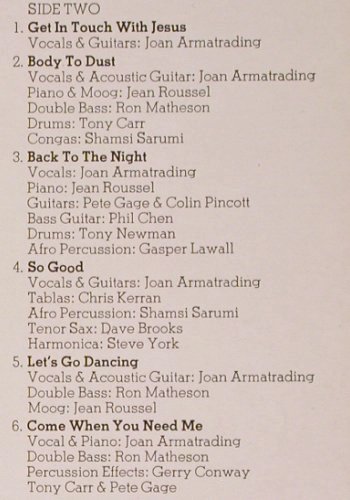 Armatrading,Joan: Back To The Night, Hallmark (SHM 3153), UK, Ri, 1975 Typ: LP Best.-Nr.: V4945 Preis: 6,00 Euro