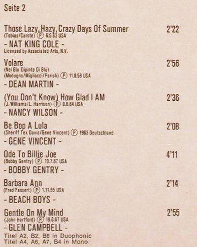V.A.Oldies Collection Vol.1: Early Hits Of Capitol, 14 Tr., Capitol (054-81 481), D Typ: LP Best.-Nr.: V4953 Preis: 6,00 Euro