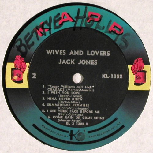 Jones,Jack: Wives And Lovers, Mono, woc, wol, Kapp(KL-1352), US, 1963 - LP - V5001 - 5,00 Euro