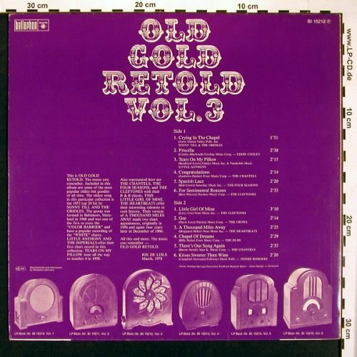 V.A.Old Gold Retold Vol.3: Sonny Till & Orioles..Jimmie Rodger, Bellaphon (BI 15212), D, 1978 Typ: LP Best.-Nr.: V5089 Preis: 5,00 Euro