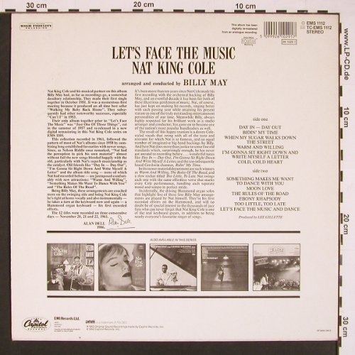 Cole,Nat King: Let's Face The Music (1962), Capitol (EMS 1112), US, Ri, 1986 Typ: LP Best.-Nr.: V5138 Preis: 9,00 Euro