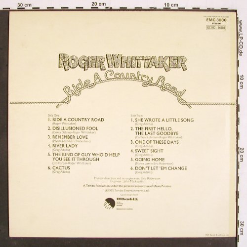 Whittaker,Roger: Ride A Country Road, EMI (EMC 3080), UK, 1975 Typ: LP Best.-Nr.: V5279 Preis: 6,00 Euro