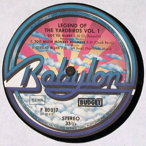 Yardbirds: Legend Of, Vol.1, Babylon (F 80 017), D, 1982 Typ: LP Best.-Nr.: V5394 Preis: 7,50 Euro