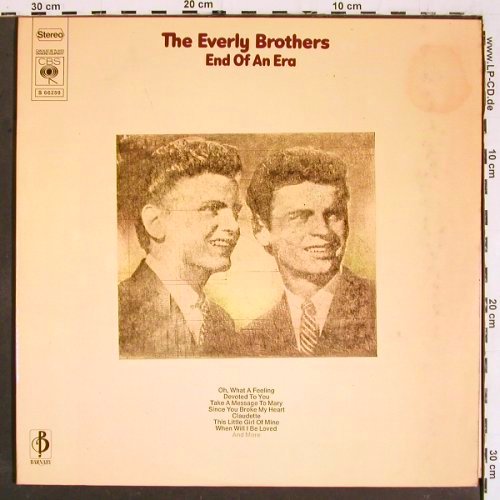 Everly Brothers: End Of An Era, Foc, m-/vg+, CBS (S 66259), NL, 1970 Typ: 2LP Best.-Nr.: V5635 Preis: 6,00 Euro