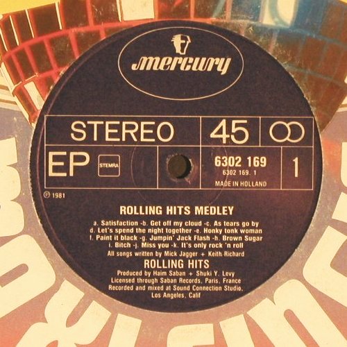 Rolling Hits: Rolling Hits Medley+1, m-/vg+, Mercury, LC (6302 169), NL, 1981 Typ: 12" Best.-Nr.: V5648 Preis: 5,00 Euro
