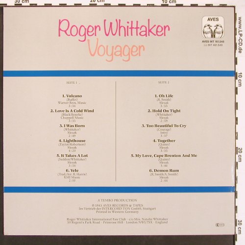 Whittaker,Roger: Voyager, Aves (INT 161.549), D, 1983 Typ: LP Best.-Nr.: V5906 Preis: 6,00 Euro