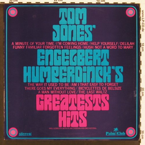 Jones,Tom / Engelbert Humperdinck: Greatests Hits, Palm Club(016 (015)), NL, 1969 - LP - V5917 - 5,00 Euro