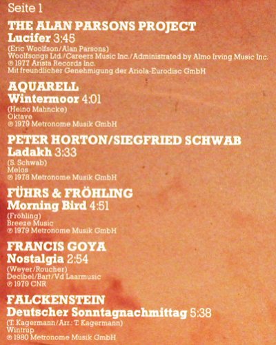 V.A.Klangreise: Alan Parson, Aquarell... Lee Oscar, Metronome (0060.300), D, 1976 Typ: LP Best.-Nr.: V6020 Preis: 5,00 Euro